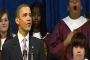 Школьник засыпал во время речи Обамы (видео)