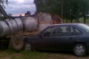 В Барановичском районе запряженная лошадью повозка наехала на иномарку (фото)