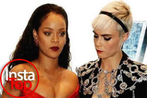 Кара засмотрелась на декольте Рианны перед сотнями объективов