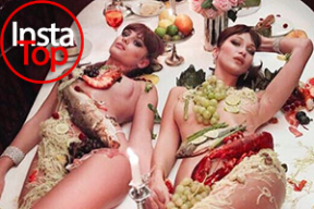 Сочетание несочетаемого: полуголые супермодели и много еды