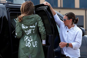 Мелания Трамп отправилась к детям-мигрантам в куртке с надписью «Мне все равно»