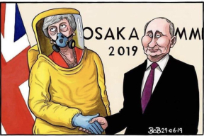 Путин и Мэй в костюме химзащиты