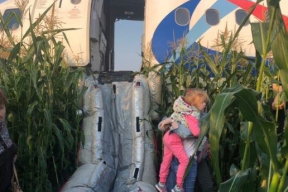 Фото дня. Самолет столкнулся с чайками и экстренно сел на кукурузное поле