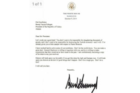 Трамп написал Эрдогану: «Не будь дураком! Позвоню позже»