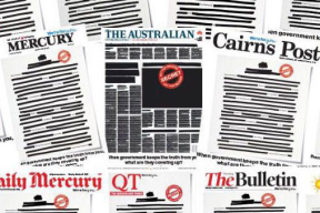 Обложка дня. Австралийские газеты с закрашенными первыми полосами и печатью «секретно»