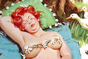 20 классных пин-ап рисунков с рыжей моделью plus-size