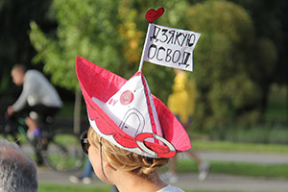 19 плакатов и 1 шляпка на Марше героев