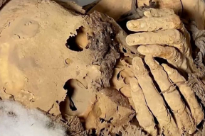 Найдена мумия, закрывающая лицо руками